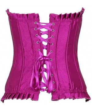 Bustiers & Corsets Women's Rhinestone Lace Plastic Boned Corset Basque Waist Trainer Cincher Shape with G-String - Purple - C...