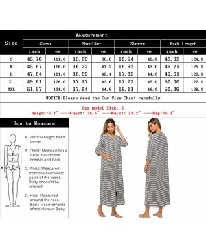 Nightgowns & Sleepshirts Zipper Front Robes Women House Coat Half Sleeve Loungewear Long Nightgown with Pockets - Grey and Bl...