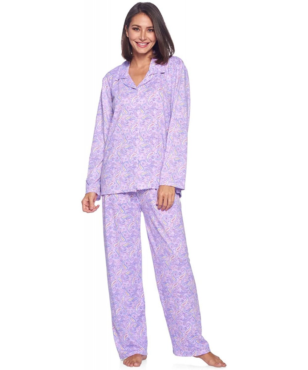 Sets Womens Pajamas Set - Pants and Long Sleeve Sleep Wear for Ladies - Purple Paisley - C819283G548