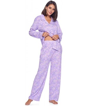 Sets Womens Pajamas Set - Pants and Long Sleeve Sleep Wear for Ladies - Purple Paisley - C819283G548