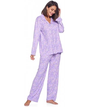 Sets Womens Pajamas Set - Pants and Long Sleeve Sleep Wear for Ladies - Purple Paisley - C819283G548