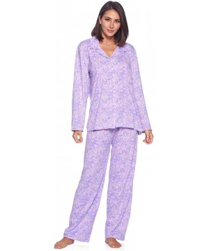 Sets Womens Pajamas Set - Pants and Long Sleeve Sleep Wear for Ladies - Purple Paisley - C819283G548