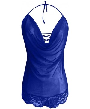 Baby Dolls & Chemises Women's Lace Sling Lingerie NDGDA Sexy Ladies Lingerie Nightwear Underwear Sleepwear Dress - Blue - CG1...