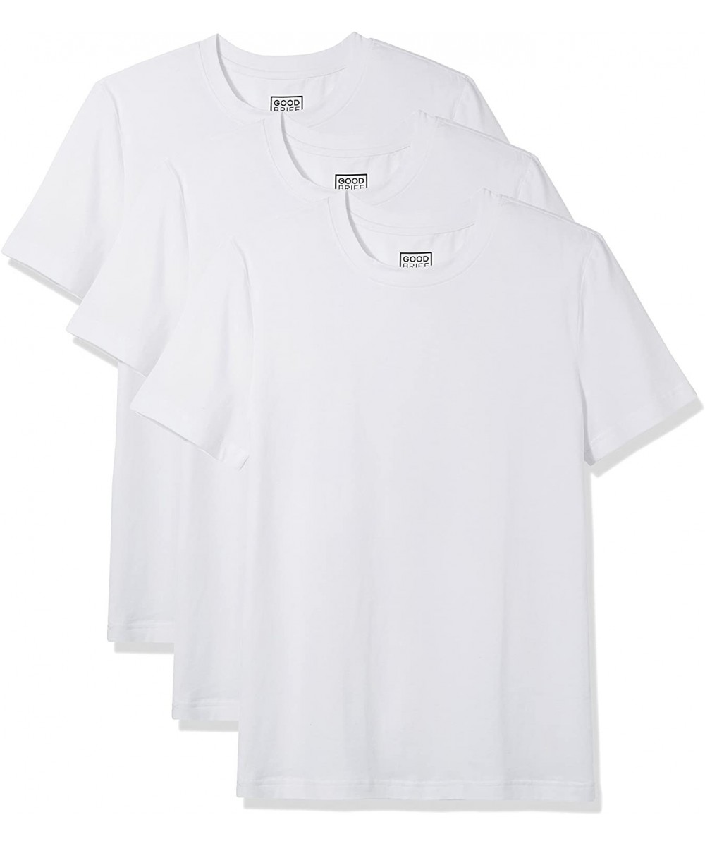 Undershirts Men's 3-Pack Cotton Stretch Short Sleeve Crew Neck Undershirt - White - CH186Z5YD78