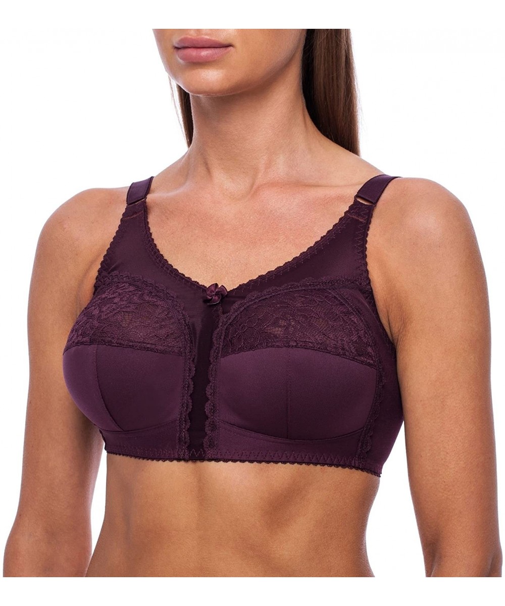 Bras Women's Wireless Plus Size Minimizer Unlined Full Coverage Bra - Purple - CQ18D6OYN6R