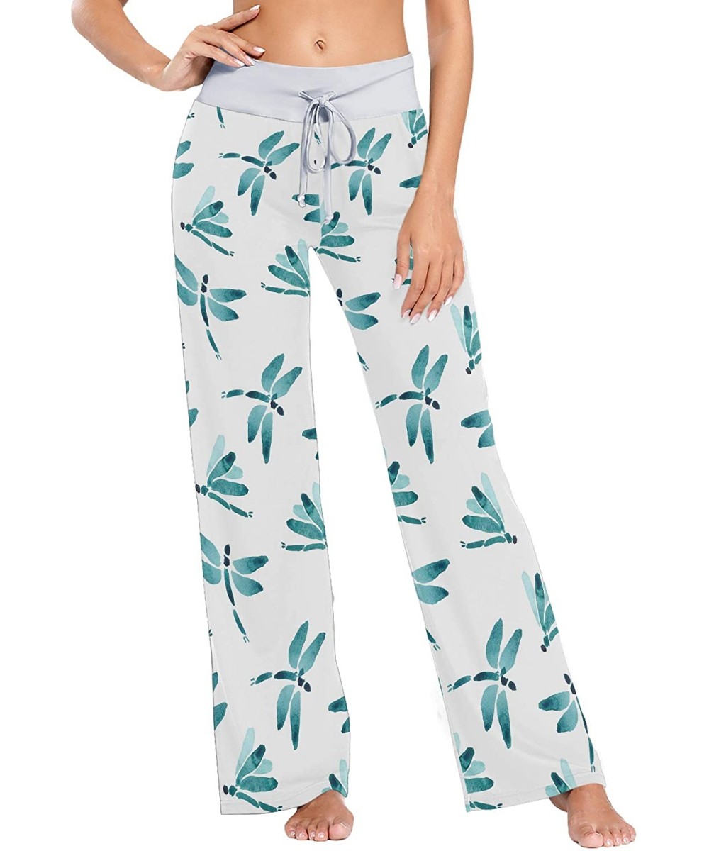 Bottoms Cute Watercolor Dragonfly Silhouette Women's Pajama Pants Lounge Sleep Wear - Multi - CT19C6ANNHY