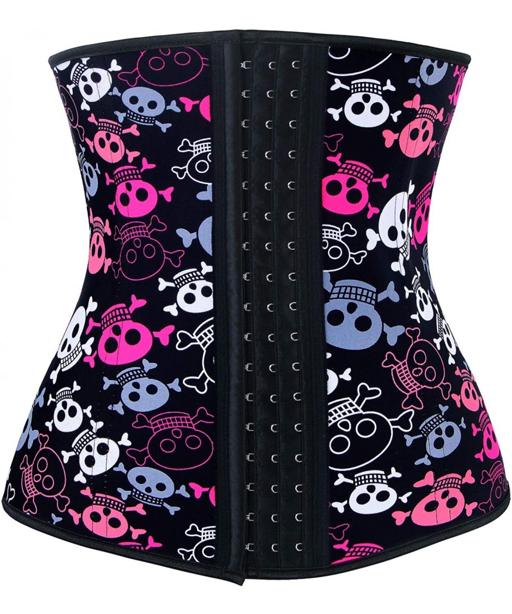 Shapewear Women's Latex Underbust Waist Trainer Body Shaper 9 Steel Boned Corset - Skull-black - CG186W56G7R