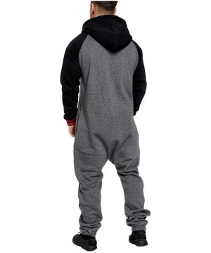 Sleep Sets Mens Onesie Hooded Jumpsuit Raglan Patchwork Tracksuit Pajamas Non Footed Zip Hoodie Jogger Sports Suit Home Wear ...