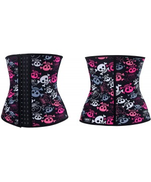 Shapewear Women's Latex Underbust Waist Trainer Body Shaper 9 Steel Boned Corset - Skull-black - CG186W56G7R