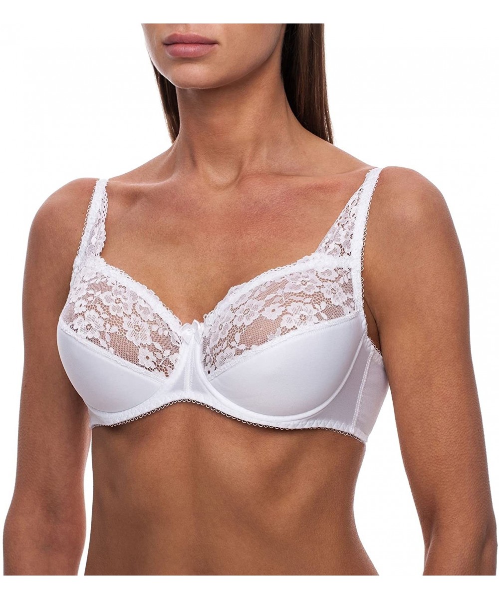 Bras Women's Full Coverage Plus Size Underwire Minimizer Padded Bra - White - C318D6W24KL