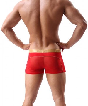 Boxer Briefs Men Boxer Briefs Shorts Bulge Pouch Soft Underpants Mens Trunks Mesh Underwear for Male Pack of 2 - Red/Coffee C...