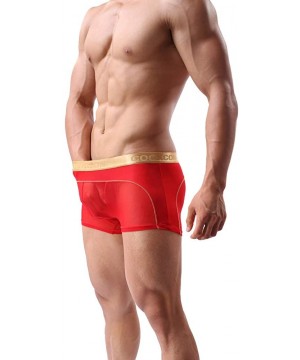 Boxer Briefs Men Boxer Briefs Shorts Bulge Pouch Soft Underpants Mens Trunks Mesh Underwear for Male Pack of 2 - Red/Coffee C...