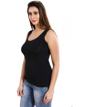 Camisoles & Tanks Women Lycra Cotton Tank Top Vest Pack of 2 - Multicolor - Black-beige - CH199HQ8NCK