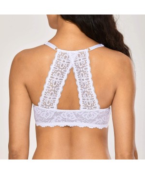 Bras Women's Lace Racerback Front Closure Plunge Minimizer Underwire Unlined Bra - White-front Closure - CO18UCSNGTD