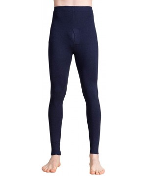 Thermal Underwear Cashmere Silk Knit Men Sheer Thermal Pant Long Johns Bottom - Dark Blue - C518MDT0NGN