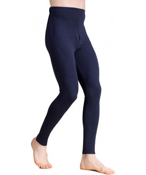 Thermal Underwear Cashmere Silk Knit Men Sheer Thermal Pant Long Johns Bottom - Dark Blue - C518MDT0NGN