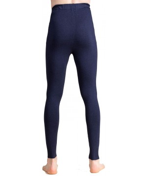 Thermal Underwear Cashmere Silk Knit Men Sheer Thermal Pant Long Johns Bottom - Dark Blue - C518MDT0NGN