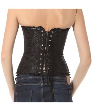 Bustiers & Corsets Women's Lace Up Boned Sexy Plus Size Overbust Corset Bustier Top with G-String - Black - CL11LED6GQ1