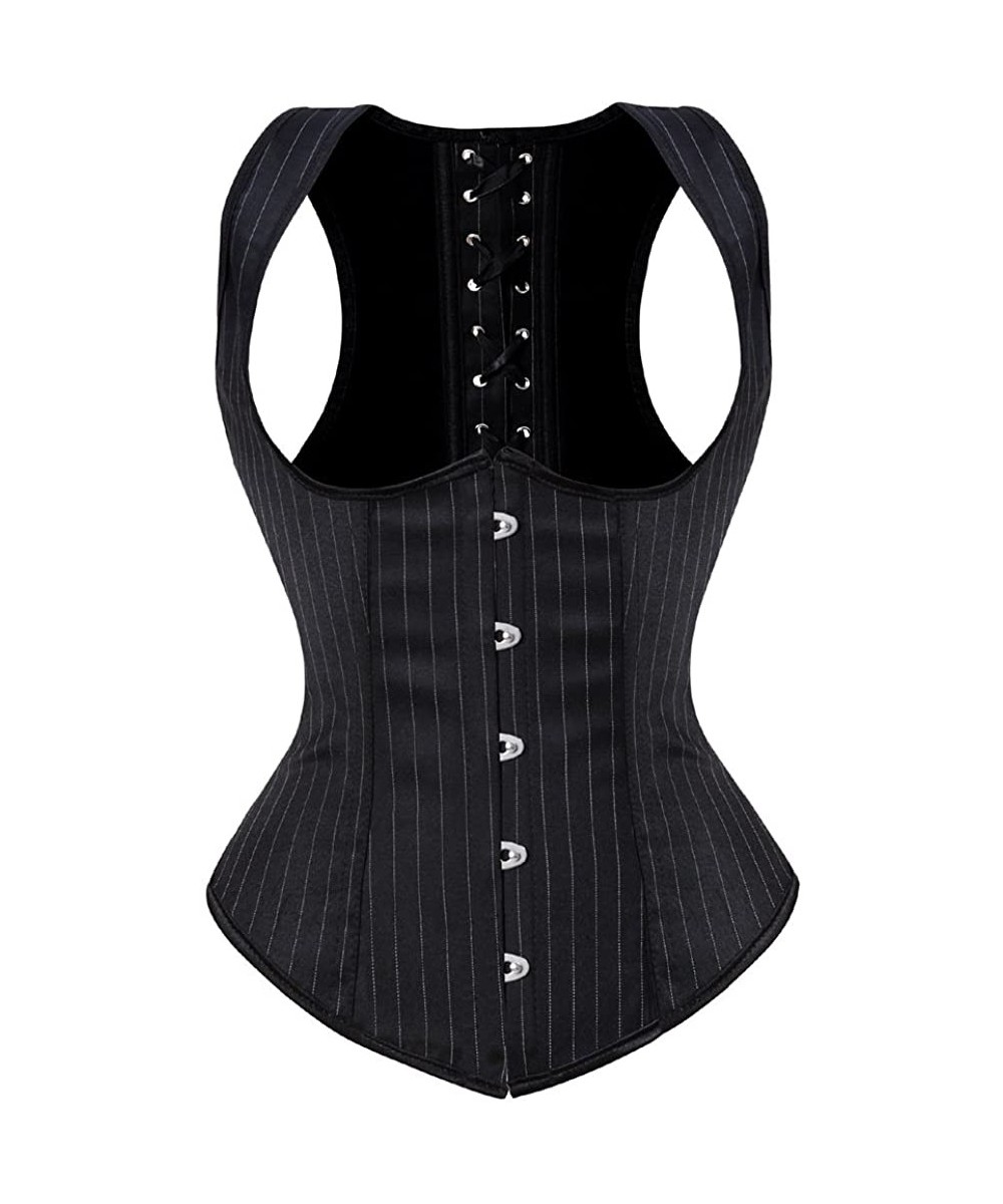 Bustiers & Corsets Plus Size Waistcoat Bustier for Women Sexy Vintage Steampunk Underbust Waist Belt Corset Slimming Black Co...