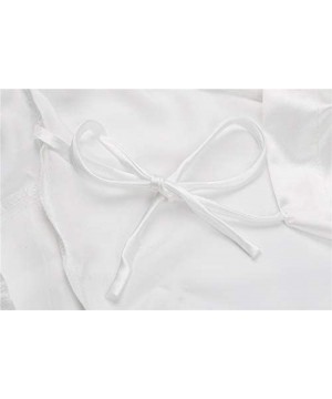 Robes Women's Plus Size Silky Robes Pure Color Short Satin Bathrobes for Wedding - White - CG196EMDCEH