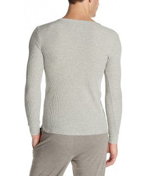 Thermal Underwear Men's Classic Midweight Waffle Thermal Underwear Crew Top - Light Grey Heather - CL117LDEWX7