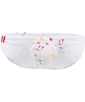 Bikinis Mens Sexy Colorful Dot Printing Briefs Soft Breathable Bulge Pouch Underwear - White - CF18RDA2ND4