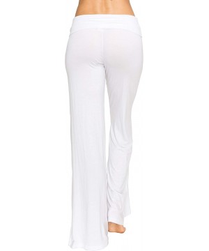 Bottoms Women's Stretchy High Waist Casual Wide Leg Lounge Pajama Palazzo Pants - White - CO18HTYG8NS