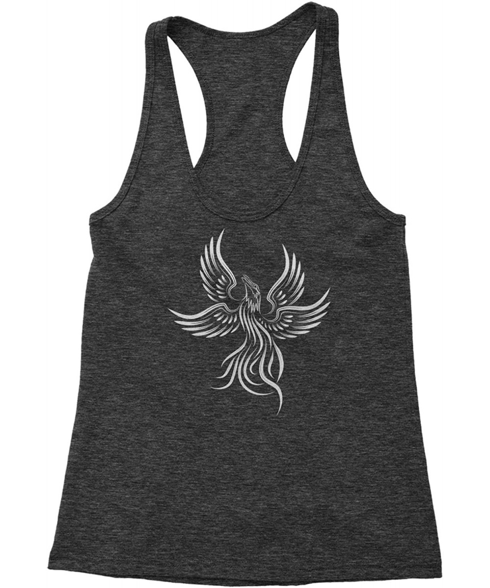 Camisoles & Tanks Phoenix Rising from The Ashes Triblend Racerback Tank Top for Women - Charcoal Grey - CG18Z304XNU