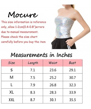 Camisoles & Tanks Women Stretchy Metallic Tube Top Strapless Boob Bandeau Crop Top Stretch Lingerie Breast Wrap Padded Bra - ...