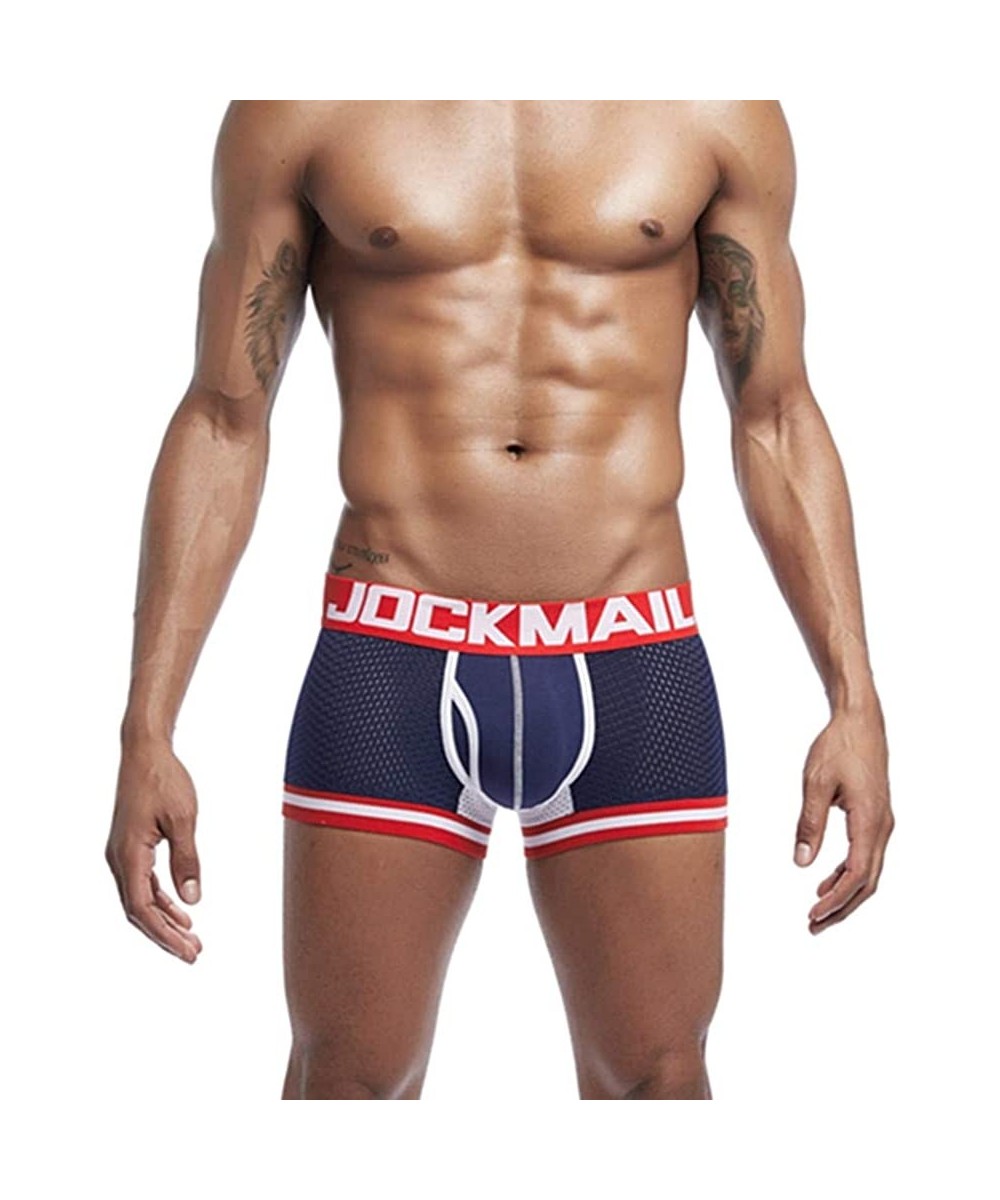 Boxer Briefs 2019 Fashion Men Underwear Boxers Mesh Men Panties Male Underpants Men Boxer Short - Navy - CI18N95UY46