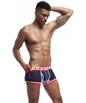 Boxer Briefs 2019 Fashion Men Underwear Boxers Mesh Men Panties Male Underpants Men Boxer Short - Navy - CI18N95UY46