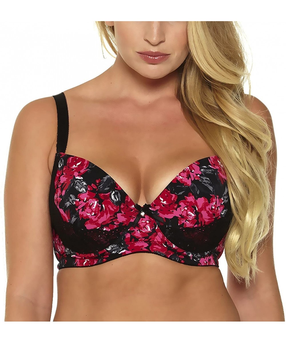 Bras Women's Red/Purple Plus Size Sexy Printing Demi Bra - Red - CQ18CWKZZ37