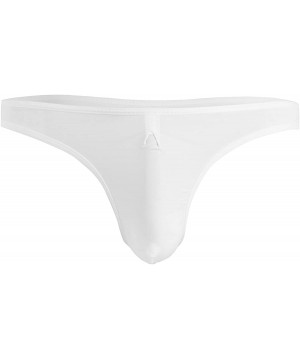 Bikinis Men's Silky Bikini Thongs G String Pouch Underwear Swimwear - White - C1193DU2WEO