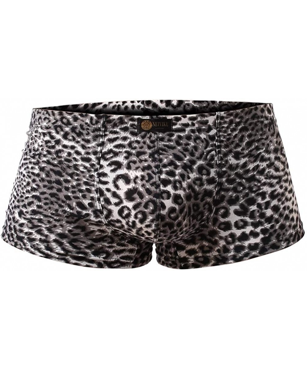 Boxer Briefs Men's Boxer Briefs Low Rise Sexy Leopard Print Underwear Man Shorts Underpants and Tank Top-MmNote - Black - CD1...