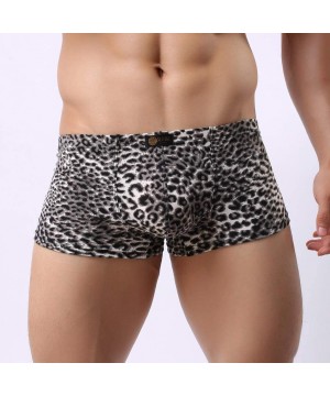 Boxer Briefs Men's Boxer Briefs Low Rise Sexy Leopard Print Underwear Man Shorts Underpants and Tank Top-MmNote - Black - CD1...