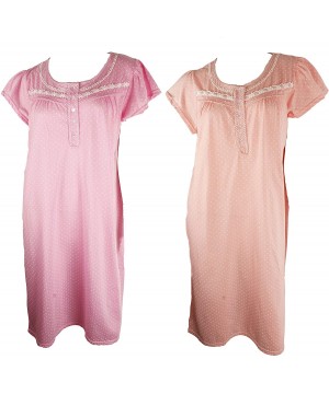 Nightgowns & Sleepshirts 2 Pack of Women's Polka Dot Print Cap Sleeve Nightgown Sleepwear - Medium to 4XL Available (00123) -...