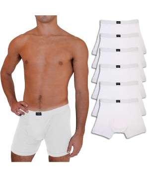 Boxer Briefs Big & Tall Men's 6 Pack Cotton Boxer Briefs - 6 Pack - White - CC18CCWZD3C