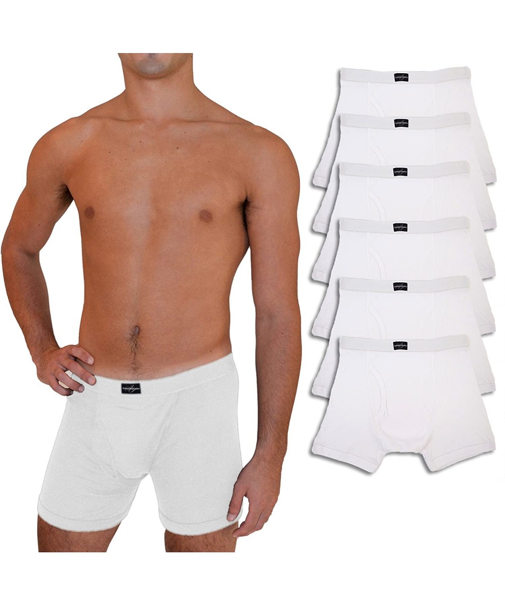 Boxer Briefs Big & Tall Men's 6 Pack Cotton Boxer Briefs - 6 Pack - White - CC18CCWZD3C