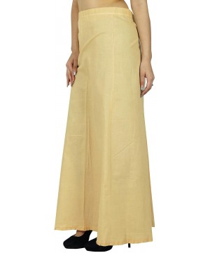 Slips Bollywood Stitched Petticoat Cotton Inskirt Solid Indian Lining for Sari - Beige - C212D4VS4CJ