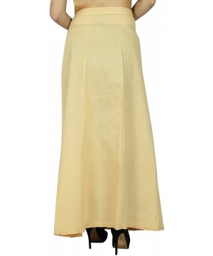 Slips Bollywood Stitched Petticoat Cotton Inskirt Solid Indian Lining for Sari - Beige - C212D4VS4CJ