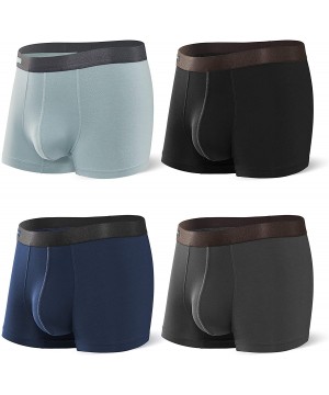 Trunks Men's Underwear Breathable Boxer Briefs Bamboo Rayon Trunks in 3 or 4 Pack - Black/Navy Blue/Dark Gray/Pale Green - 2....