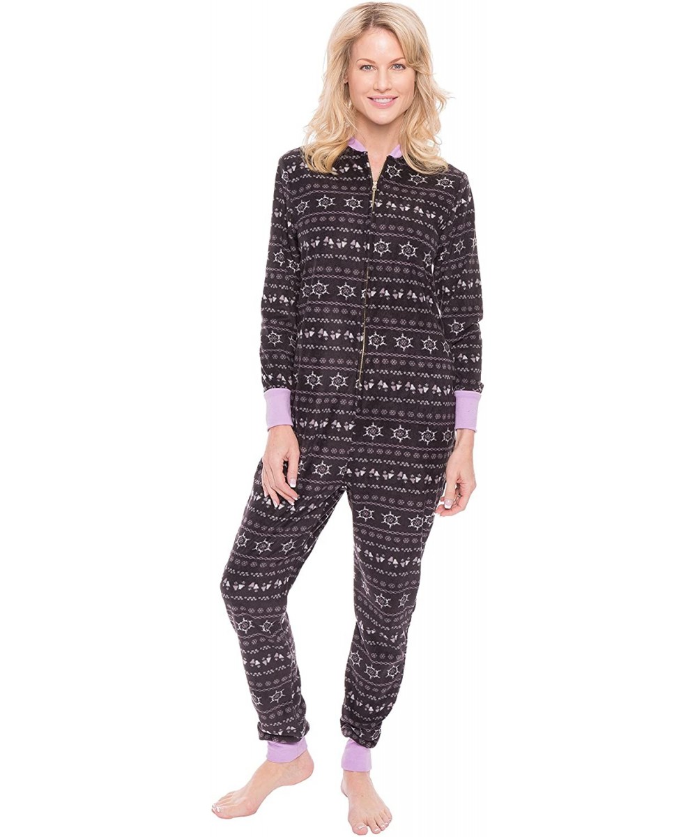 Sets Women's Premium Microfleece Onesie Jumper Pajama - Nordic Iron/Lilac - CJ12LXFGS03