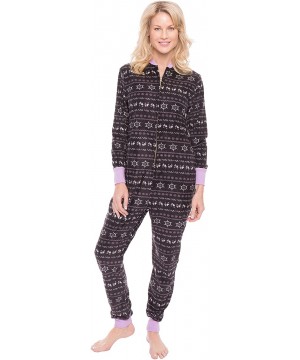 Sets Women's Premium Microfleece Onesie Jumper Pajama - Nordic Iron/Lilac - CJ12LXFGS03