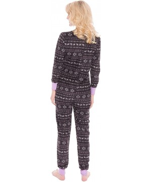 Sets Women's Premium Microfleece Onesie Jumper Pajama - Nordic Iron/Lilac - CJ12LXFGS03