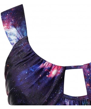 Accessories Womens Plus Size Tie-dye Star Print O-Neck Vest Bandage Straps Crisscross Insert Tank Sleeveless Top L-5XL - Purp...