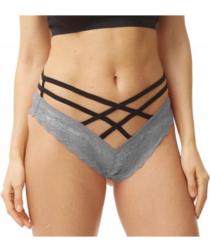 Panties Sexy Strappy Lace Panties - Gray - CR18T07WEDW