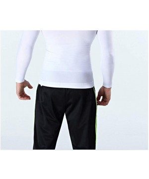 Shapewear Men Long Sleeve Base Layer Cool Dry Compression T-Shirt Workout Running Undershirt Waist Trainer - White - CZ19E43ZUIE