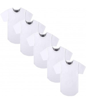 Undershirts Men's Pocket Tee Shirts 5 Pack Dry-Fit Comfort Cool Crewneck Undershirt - White - CE197Y9X0OR