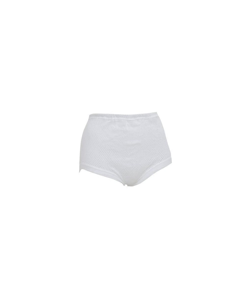 Panties Ladies 100% Cotton Airtex Cuff Leg Pants Briefs Knickers 3 Pairs - White - CB183904UZN