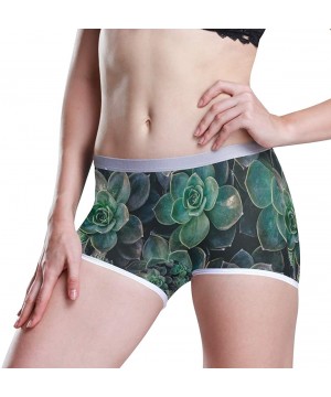 Panties Boyshort Panties Women's St Patrick's Day Shamrock Soft Underwear Briefs - Succulent Plants Floral - CA18SXII5CE